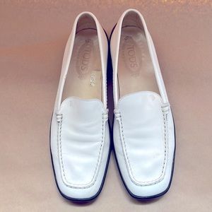 Tod’s white leather driving mocs. Size 10 1/2.
